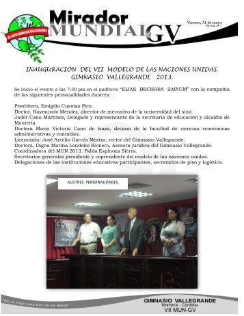 Publicación Sábado, 1 de Junio - Gimnasio Vallegrande