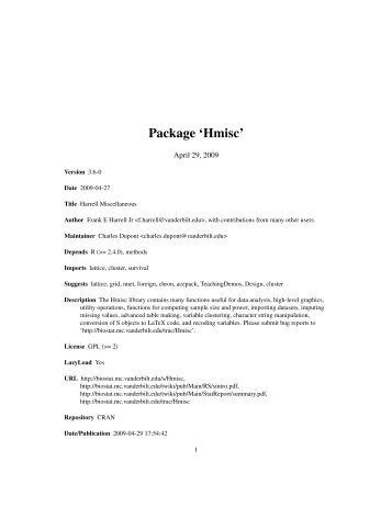 Package 'Hmisc' - R