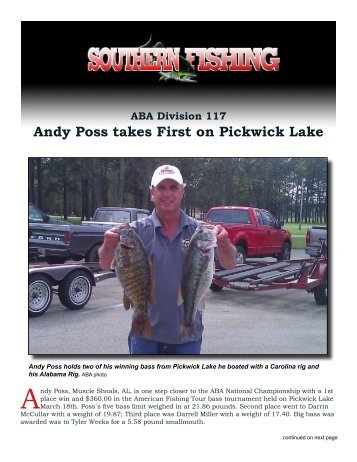 Andy Poss takes First on Pickwick Lake - Southern Fishing News