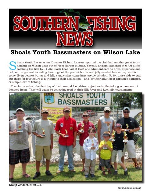 Shoals Youth Bassmasters on Wilson Lake - Southern Fishing News