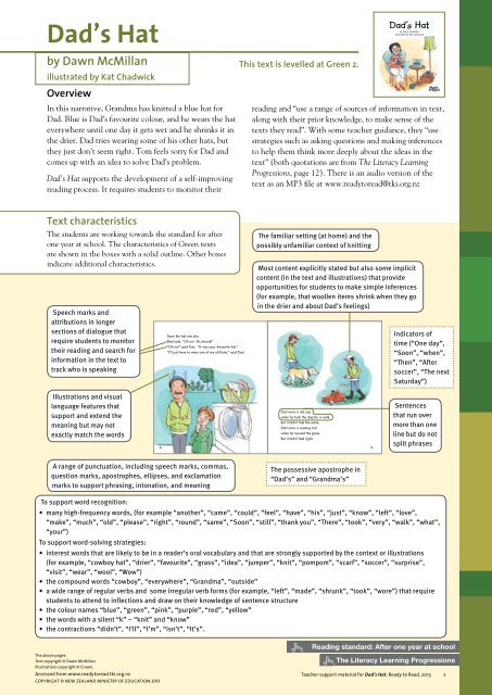 Dad&rsquo;s Hat (Green 2) (PDF 222KB) - Literacy Online