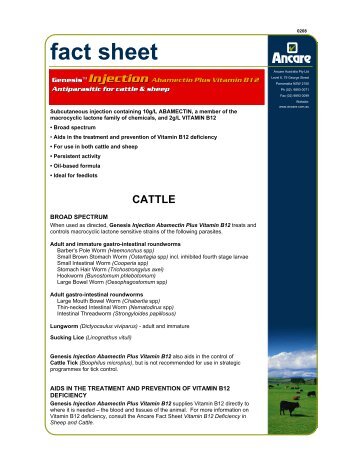 Fact sheet - Aba + B12 Injection - Cattle 0208 - Ancare