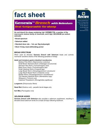 GENESIS DRENCH with Selenium - Fact Sheet - Ancare