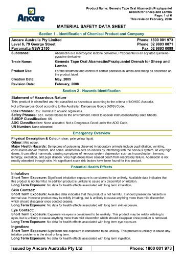 genesis tape msds - Ancare