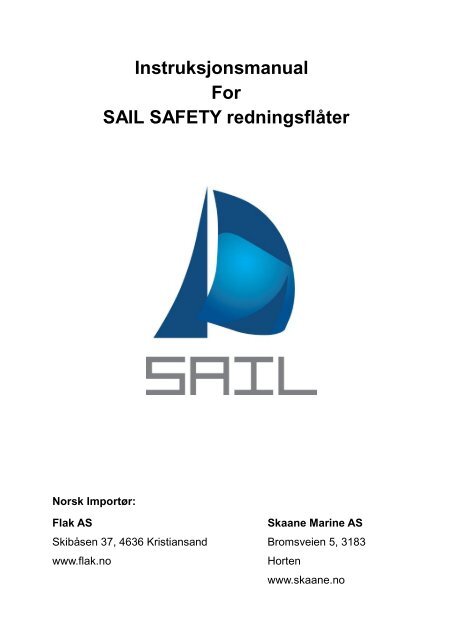 Instruksjonsmanual For SAIL SAFETY redningsflÃ¥ter - Flak