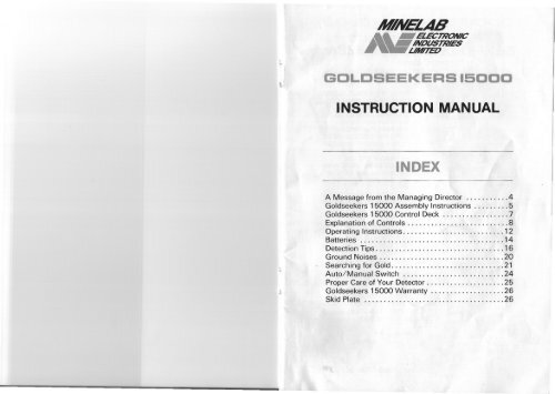 Instruction Manual Goldseekers 15000 - Minelab