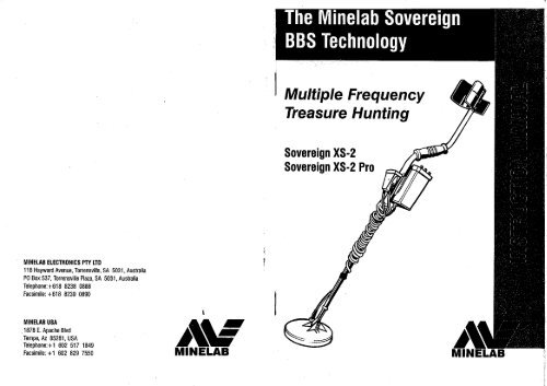 Instruction Manual Sovereign XS-2 & XS-2 Pro - Minelab