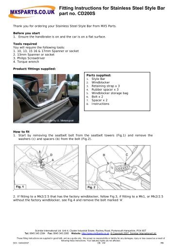 Fitting Instructions - MX5 Parts
