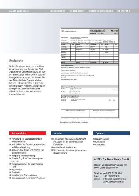 Bautagebuch - AUER - Die Bausoftware GmbH