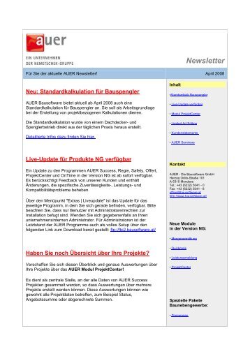 Newsletter - AUER - Die Bausoftware GmbH