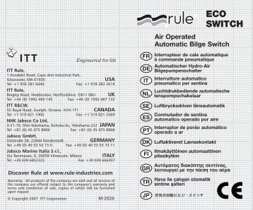 ITT Rule-Eco Switch Installation Leaflet - Mack Engineering