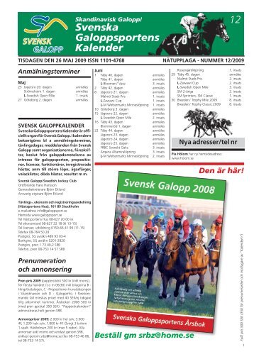 12 Svenska Galopp sportens Kalender - Ãvrevoll Galoppbane