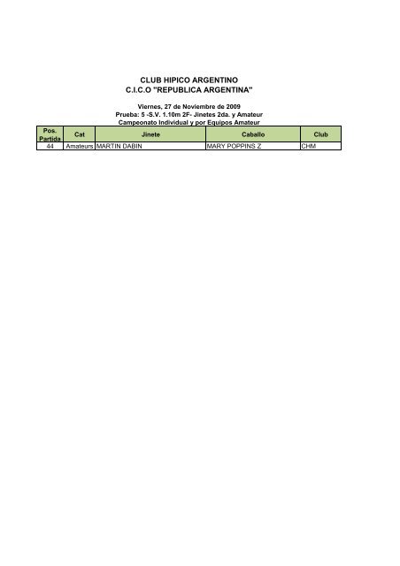 Participantes - Club Hipico Argentino