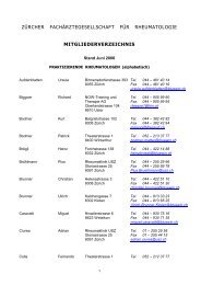 zÃ¼rcher fachÃ¤rztegesellschaft fÃ¼r rheumatologie mitgliederverzeichnis