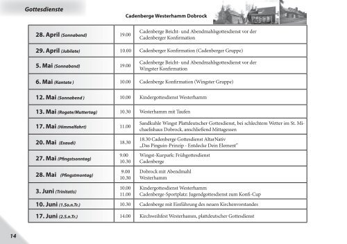 Sonntag den 20. Mai 2012 um 18.30 Uhr - Cadenberge