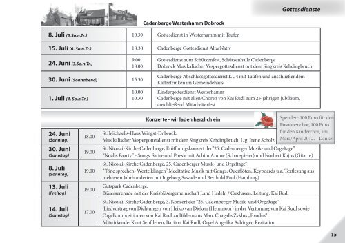 Sonntag den 20. Mai 2012 um 18.30 Uhr - Cadenberge