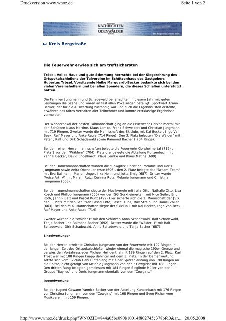 Seite 1 von 2 Druckversion www.wnoz.de 20.05.2008 http://www ...