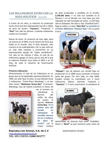 Los millonarios estan en la raza Holstein - ReproducciÃ³n Animal