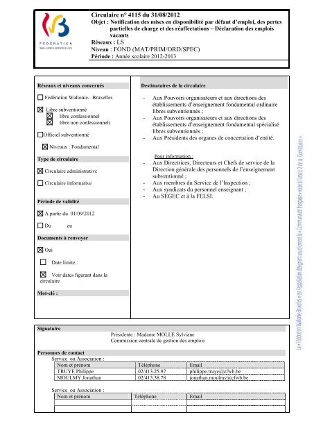 Farde de Communication – ecoleannemarie