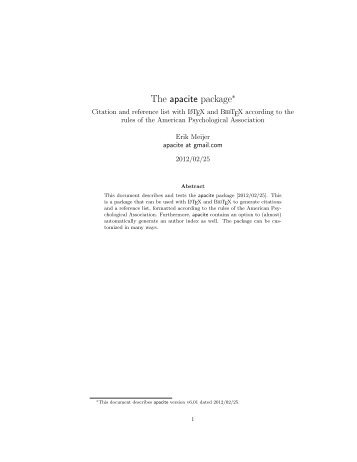 The apacite package: Citation and reference list with LaTeX and ...
