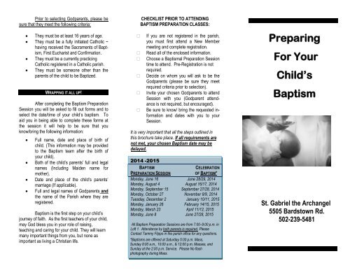 Preparing For Your Child's Baptism - St. Gabriel the Archangel