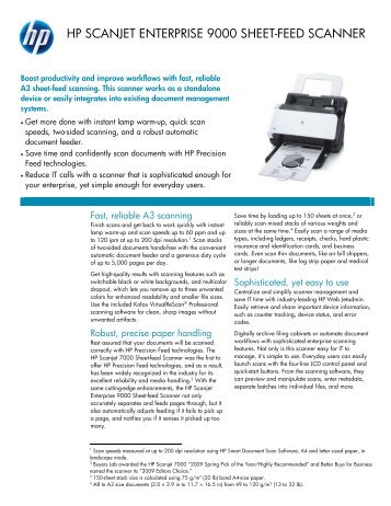 hp scanjet enterprise 9000 sheet-feed scanner - Product ...