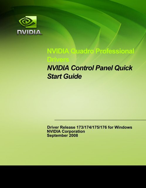 NVIDIA Quadro Professional Drivers NVIDIA Control Panel Quick ...