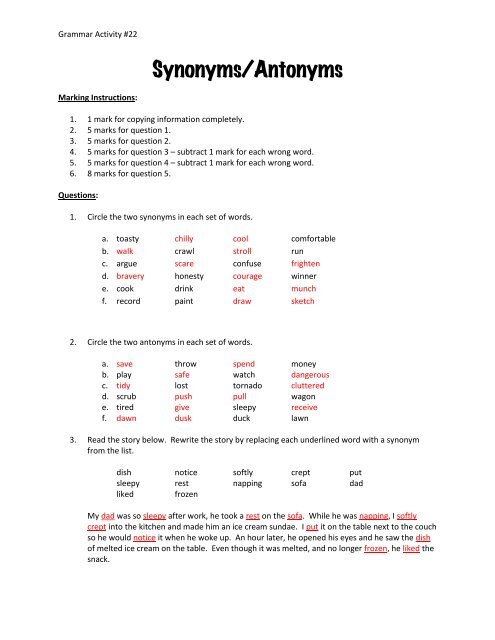 Synonyms/Antonyms