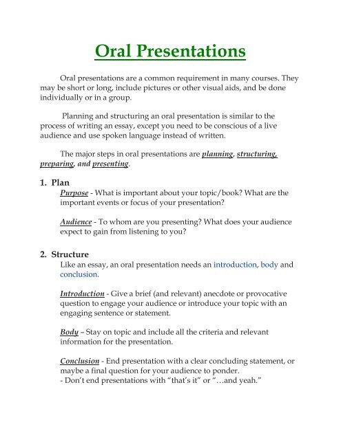 Oral Presentations