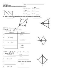 Unit 4B Review I. Write the corresponding parts of the triangles. 1.