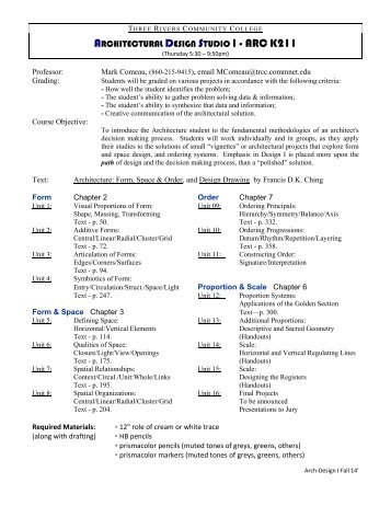 Architecture Design 1 Syllabus page 1 syllabus course: architectural cad design and drafting Architecture Design 1 Syllabus page 1 syllabus course: architectural cad design and drafting