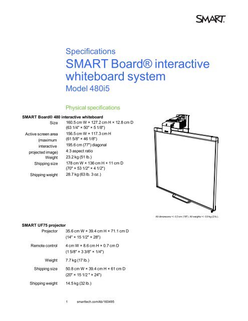 SMART Board 480i5 interactive whiteboard system specifications