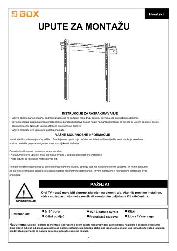 UPUTE ZA MONTAÅ½U - S-box