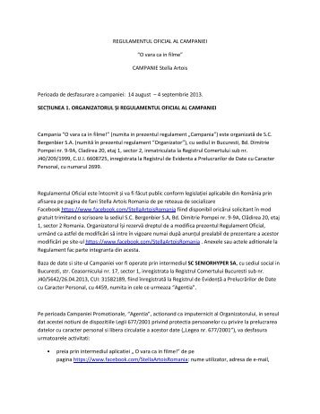 REGULAMENTUL OFICIAL AL CAMPANIEI “O ... - Senior Interactive
