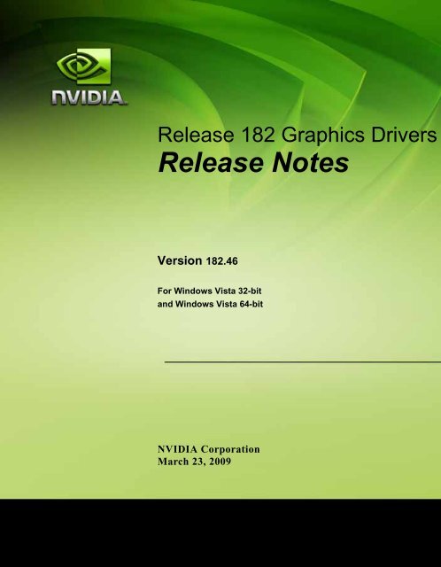 Release Notes - 182.46 - Nvidia's Download site!!