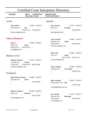 Certified Court Interpreter Directory