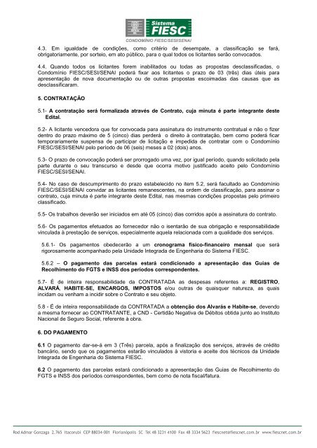 EDITAL DE LICITAÇÃO CARTA CONVITE Nº 04/2011 - Fiesc