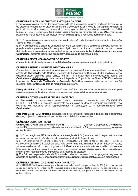 EDITAL DE LICITAÇÃO CARTA CONVITE Nº 01/2011 - Fiesc