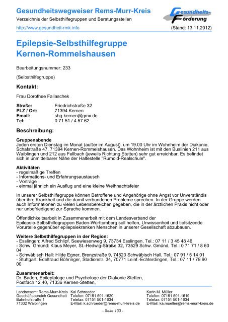 Gesundheit RMK - Gesundheit im Rems-Murr-Kreis