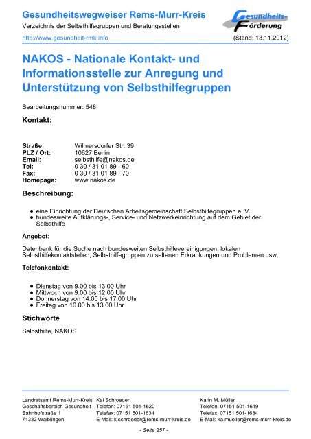 Gesundheit RMK - Gesundheit im Rems-Murr-Kreis