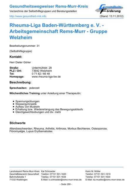 Gesundheit RMK - Gesundheit im Rems-Murr-Kreis