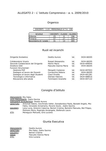 ALLEGATO 2 - L' Istituto Comprensivo - a. s. 2009/2010 Organico ...