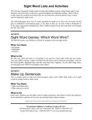 Sight Word Lists and Activities - Exceptional Children's Assistance ...