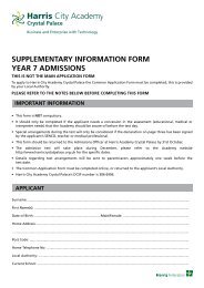 supplementary information form year 7 admissions - Harris City ...