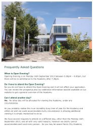 Frequently Asked Questions - Harris City Academy Crystal Palace