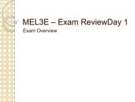 MEL3E – Exam ReviewDay 1