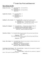 4th and 5th Grade Class Work and Homework - Holy Cross School