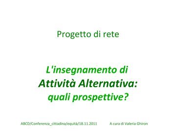 Progetto di rete L'insegnamento di AttivitÃ  Alternativa: quali ... - LabTD