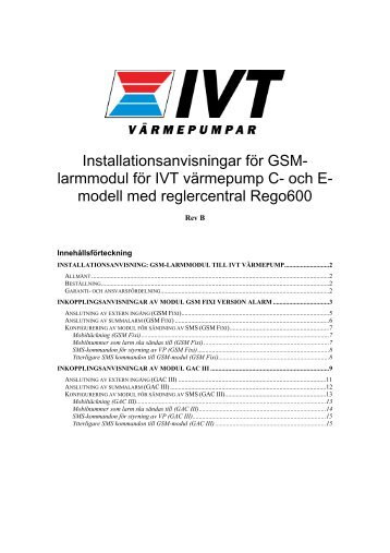 Installationsanvisningar för GSM- larmmodul för IVT ... - Energipartner
