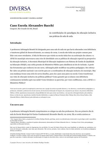 Caso Escola Alexandre Bacchi - DIVERSA | EducaÃ§Ã£o Inclusiva na ...